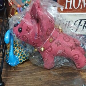 SOLD Pink Patterned Dog Charm Keychain